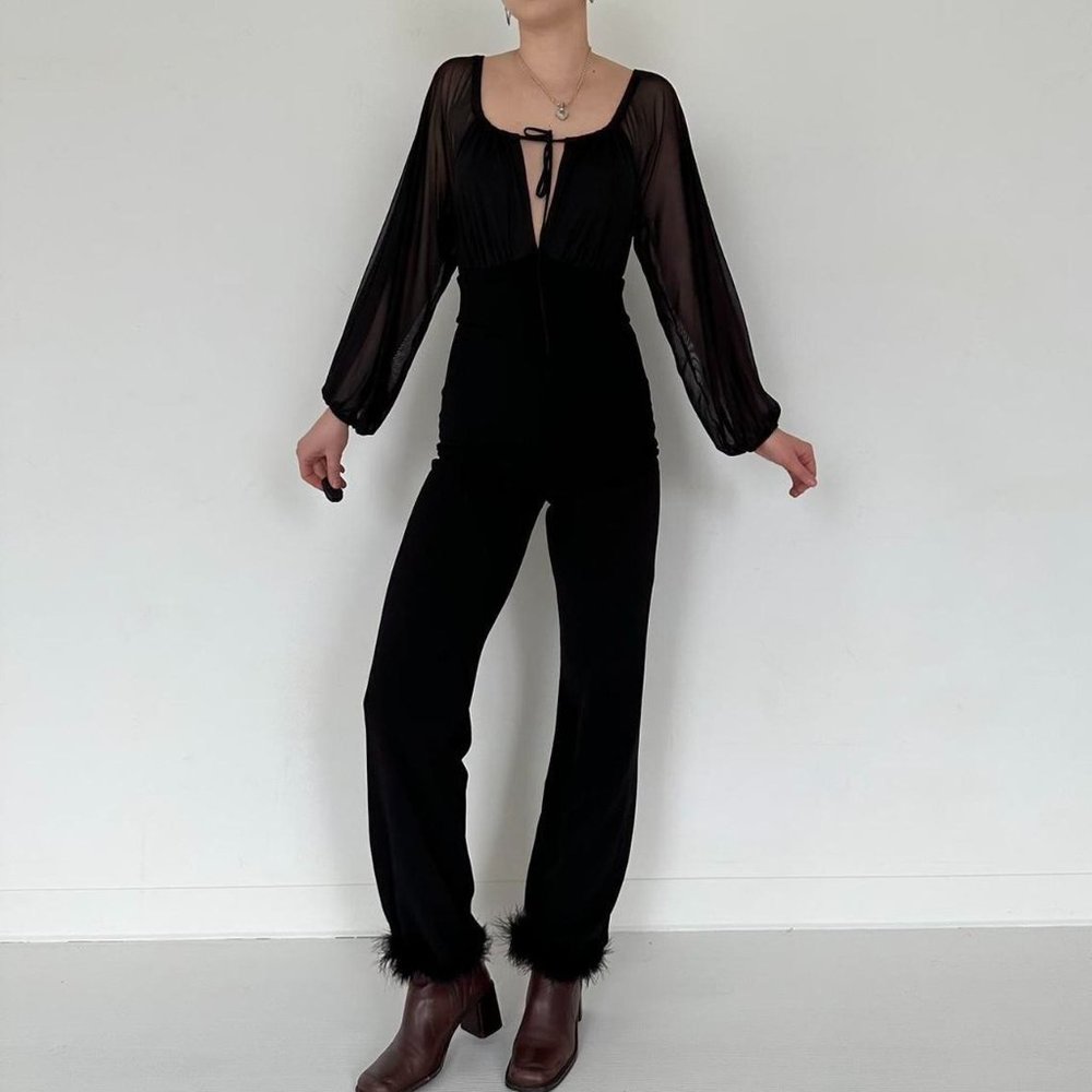 Vintage 00's insane black mesh jumpsuit